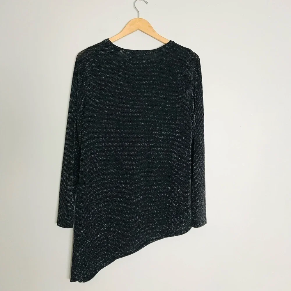 Calvin Klein Womens Asymmetrical Pullover Metallic Blouse